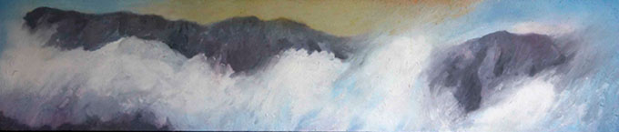 Clouds on Cader Idris  acrylic & enamel by painter Peter Bishop